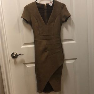 Faux suede midi dress